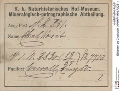 Etiketten zu Chalkosin (NHMW-MIN-Ak251)